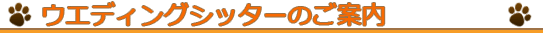 ウエディングシッターのご案内